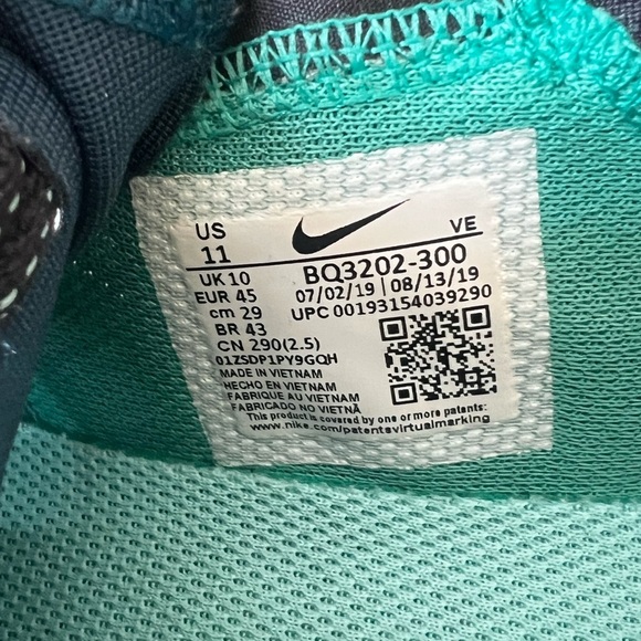 Nike Zoom Gravity Mens BQ3202-300 Midnight Turquoise Running Shoes Size 11 - Picture 9 of 12